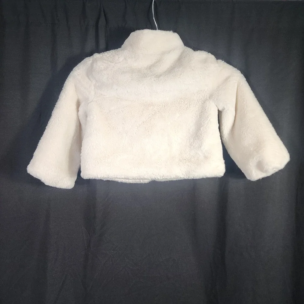 OshKosh B'gosh Cream Faux Fur Jacket Kids Size 4T‎ Zip Front Cozy Warm